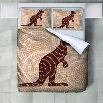 Roadchoice Mosaic Kangaroo Bedding Set King Size,Kangaroo Pattern Duvet Cover Set 3pcs for Kids Teens Women Home Decor,Kangaroo Quilt Cover with 2