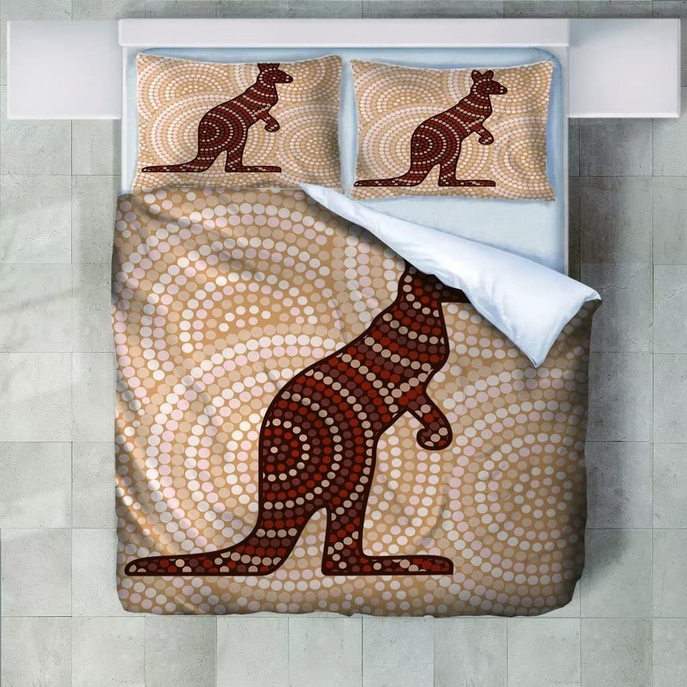 Roadchoice Mosaic Kangaroo Bedding Set King Size,Kangaroo Pattern Duvet Cover Set 3pcs for Kids Teens Women Home Decor,Kangaroo Quilt Cover with 2