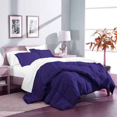 Phoenix Citadel Full All-Season Cooling Warmth Comforter Set  3 Piece Bedding  100% Egyptian Cotton, Long-Staple & Silky Soft  Luxury Hotel-Quality Duvet Insert  Machine Washable - Egg Plant