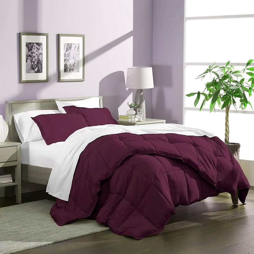 Phoenix Citadel Oversized King All-Season Cooling Warmth Comforter Set  3 Piece Bedding  100% Egyptian Cotton, Long-Staple & Silky Soft  Luxury Hotel-Quality Duvet Insert  Machine Washable - Wine