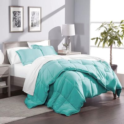 Phoenix Citadel Twin All-Season Cooling Warmth Comforter Set  3 Piece Bedding  100% Egyptian Cotton, Long-Staple & Silky Soft  Luxury Hotel-Quality Duvet Insert  Machine Washable - Aqua Blue