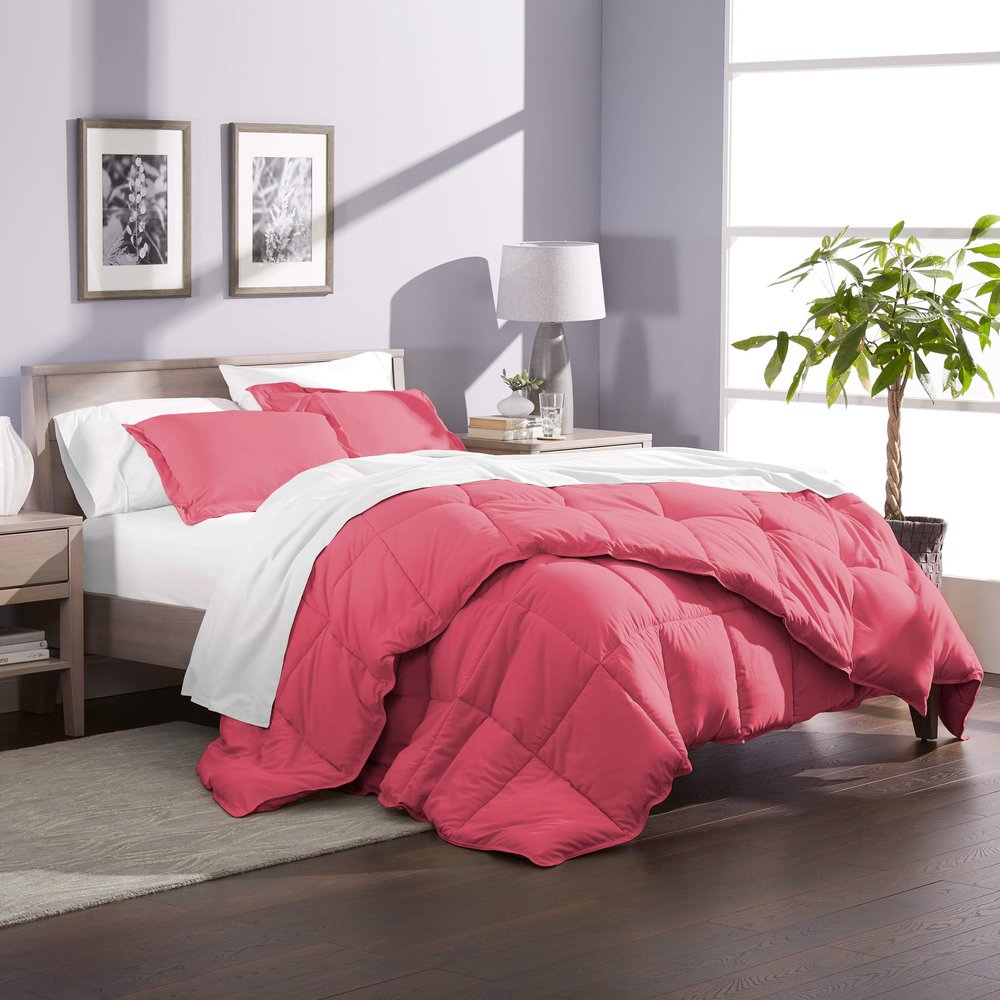 Phoenix Citadel Full All-Season Cooling Warmth Comforter Set  3 Piece Bedding  100% Egyptian Cotton, Long-Staple & Silky Soft  Luxury Hotel-Quality Duvet Insert  Machine Washable - Hot Pink