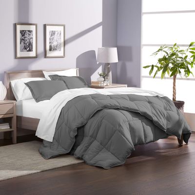 Phoenix Citadel Twin All-Season Cooling Warmth Comforter Set  3 Piece Bedding  100% Egyptian Cotton, Long-Staple & Silky Soft  Luxury Hotel-Quality Duvet Insert  Machine Washable - Dark Gray