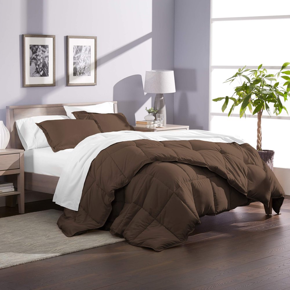 Phoenix Citadel Twin All-Season Cooling Warmth Comforter Set  3 Piece Bedding  100% Egyptian Cotton, Long-Staple & Silky Soft  Luxury Hotel-Quality Duvet Insert  Machine Washable - Chocolate