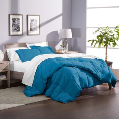 Twin XL All-Season Cooling Warmth Comforter Set  3 Piece Bedding  100% Egyptian Cotton, Long-Staple & Silky Soft  Luxury Hotel-Quality Duvet Insert  Machine Washable - Turquoise Blue