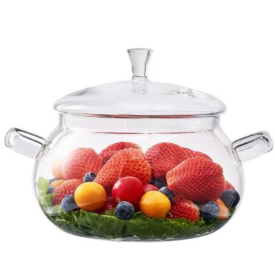 2.5 Quart Glass Saucepan Simmer Pot With Lid, Glass Cookware Glass Pot, Microwave, Stove and Dishwasher Safe Borosilicate Glass pitcher