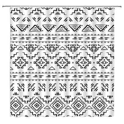 ABONAN Boho Geometric Shower Curtain Modern Tribal Black White Southwest Aztec Fabric Bathroom Curtains Decor Set with Hook(180" Wx70 H)