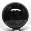 2.1" Silverish Sheen Obsidian Sphere Sparkling Natural Mineral Ball Volcanic Glass Crystal Polished Gemstone - Mexico + Stand view 3