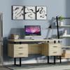 60'' Mariposa Home Office Computer Desk - Reclaimed White Oak Top, Reclaimed White Oak Body, Black Metal, Black Hardware view 2