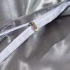 3 Piece Satin Duvet Cover Set Bedding Set s Luxury Rich Silk Super Soft Solid Color with Zipper Closure Bedding Set Queen Size 90"x 90", Silver Grey Color view 3