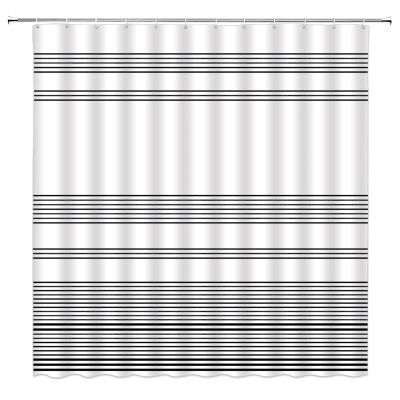 ABONAN Striped Shower Curtain Black and White Stripes Modern Simple Boho Fabric Bathroom Curtains Decor Set with Hook(67" Wx70 H)