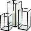 Black Framed Glass Candle Holder Set, 3 Piece view 1