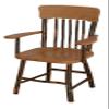 Amish-Made Natural-Stained Oak and Hickory Panel Back Dining Chair with Arms view 1
