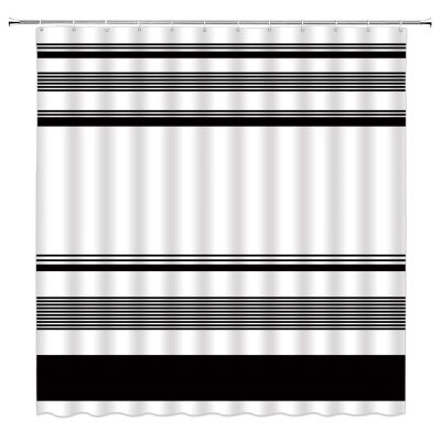 ABONAN Striped Shower Curtain Black and White Stripes Modern Simple Boho Fabric Bathroom Curtains Decor Set with Hook(67" Wx70 H)
