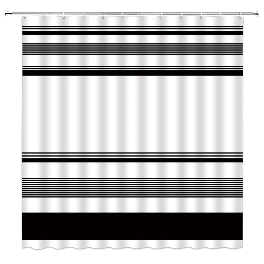 ABONAN Striped Shower Curtain Black and White Stripes Modern Simple Boho Fabric Bathroom Curtains Decor Set with Hook(67" Wx70 H)