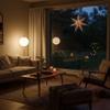 Artschatz Cathedral Paper Lantern Star Light - 7 Point 16 inch - Brown/Green with red/Blue Tissue Inlay view 2