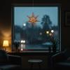 Artschatz Cathedral Paper Lantern Star Light - 7 Point 16 inch - Brown/Green with red/Blue Tissue Inlay view 4