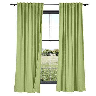 ChadMade Green Banana Linen Cotton Curtain 96 Inches Long, Bedroom Window Treatment, Light Filtering Drape for Rod Versatile Back Tab Rod Pocket, 100W96L in Cary Collection