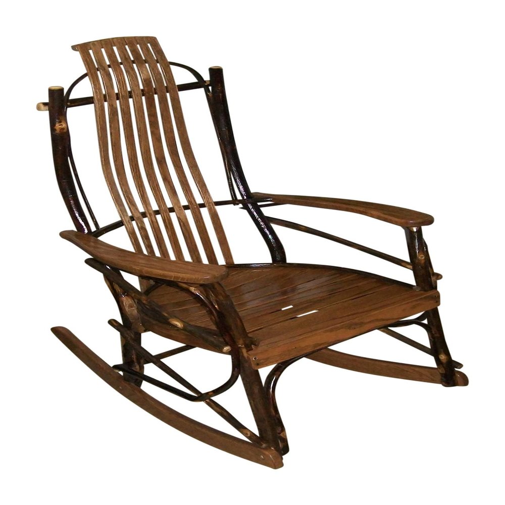 Amish-Made Medium Walnut-Stained Oak and Hickory Rocking Chair