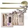 BALWOO [5 Sets] [Made in Korea] Korean Sticky Rice Spoon Chopsticks Set Gold Titanium Plating 304 Stainless Steel Tableware Cutlery Set Mukbang Chopsticks (Korean Apricot Blossom TITANIUM, 5 Sets) view 1