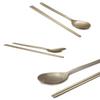 BALWOO [5 Sets] [Made in Korea] Korean Sticky Rice Spoon Chopsticks Set Gold Titanium Plating 304 Stainless Steel Tableware Cutlery Set Mukbang Chopsticks (Korean Apricot Blossom TITANIUM, 5 Sets) view 3