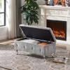 JIEJIEGAO Storage Bench, Flip Top Entryway Bench Seat with Safety Hinge, Storage Chest with Padded Seat, Bed End Stool for Hallway Living Room Bedroom, Supports 250 lb,Gray Velvet view 1