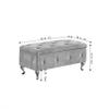 JIEJIEGAO Storage Bench, Flip Top Entryway Bench Seat with Safety Hinge, Storage Chest with Padded Seat, Bed End Stool for Hallway Living Room Bedroom, Supports 250 lb,Gray Velvet view 2