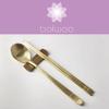 BALWOO [5 Sets] [Made in Korea] Korean Sticky Rice Spoon Chopsticks Set Gold Titanium Plating 304 Stainless Steel Tableware Cutlery Set Mukbang Chopsticks (Korean Palace Pattern TITANIUM, 5 Sets) view 2