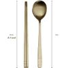 BALWOO [5 Sets] [Made in Korea] Korean Sticky Rice Spoon Chopsticks Set Gold Titanium Plating 304 Stainless Steel Tableware Cutlery Set Mukbang Chopsticks (Korean Palace Pattern TITANIUM, 5 Sets) view 4