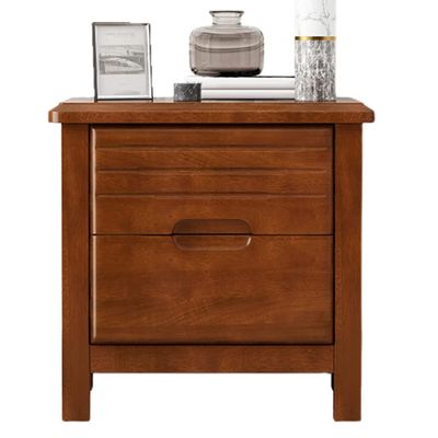 All Solid Wood Nordic Bedside Cabinet, Simple Oak Full-Pack Log Color, Bedroom Bedside Storage Cabinet,Brown