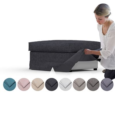 comfortly | Cover for Ektorp Footstool, Replacement Slipcover, Heavy Duty 2 pcs Cover, Pets and Stain Proof Durable Nano-Tech Fabric, Easy to Clean & Replace (Cashmere Blends - Anthracite)