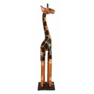 1 Pcs Wood Handicraft Large Spotted Giraffe Figurine 31.5" H