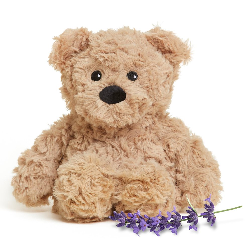 warmies Junior Microwavable & Weighted Stuffed Animals, Brown Curly Bear - Cozy, Heated Plushie Teddy Bear - Lavender Scented Stuffed Animal for Adults & Children (Boys, Girls, Babies & Toddlers)