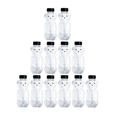 Clearview Containers - 12 Pack of 24 Ounce Honey Bears with Sealable Black Flip Top Lids (24 oz. Bear, 12pk, Black)