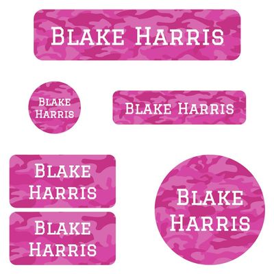Name Bubbles - Custom Daycare Name Labels (99 Labels - 5 Sizes) Personalized Waterproof Name Stickers for Clothing Tags, Toys, Books, Water Bottles, Lunch Boxes, School, and Shoes (Camo)