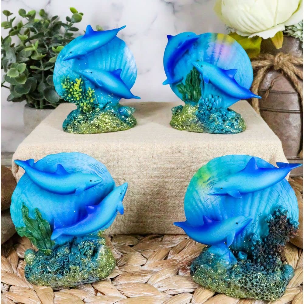 1 Pcs Ocean Reef Swimming Dolphins Fish W/Clams Mini Figurines