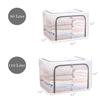 110L Large Foldable Storage Bins Organizer with Durable Handles, Metal Frame, for Clothing | Bed Sheets | Blanket | Comforters | Pillows | Toys, 3 Pack, Clear & Gray Zipper view 3