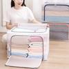 110L Large Foldable Storage Bins Organizer with Durable Handles, Metal Frame, for Clothing | Bed Sheets | Blanket | Comforters | Pillows | Toys, 3 Pack, Clear & Gray Zipper view 4