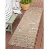 Liora Manne Carmel Indoor/Outdoor Power Loomed Synthetic Blend Low Profile Area Rug - Transitional Border Botanical Leaf Decorative (Bamboo Border Sand) (1'11" x 7'6") view 1
