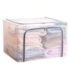 80L Large Foldable Storage Bins Organizer with Durable Handles, Metal Frame, for Clothing | Bed Sheets | Blanket | Comforters | Pillows | Toys, 3 Pack, Clear & Gray Zipper view 1