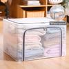80L Large Foldable Storage Bins Organizer with Durable Handles, Metal Frame, for Clothing | Bed Sheets | Blanket | Comforters | Pillows | Toys, 3 Pack, Clear & Gray Zipper view 2