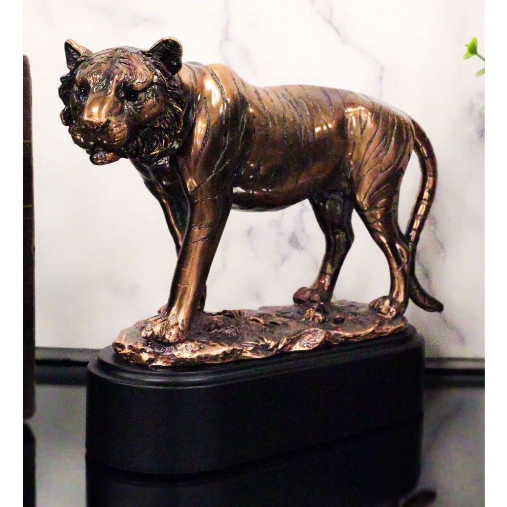 1 Pcs Of 8.5" L Realistic Wildlife Bengal Orange Tiger Prowling Sculpture With Trophy Base