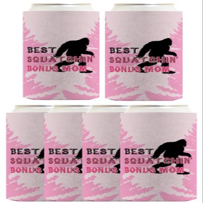 Adoptive Mom Gifts For Women Best Squatchin' Bon-s 6-Pack Ultra Slim Can Drink Sleeves