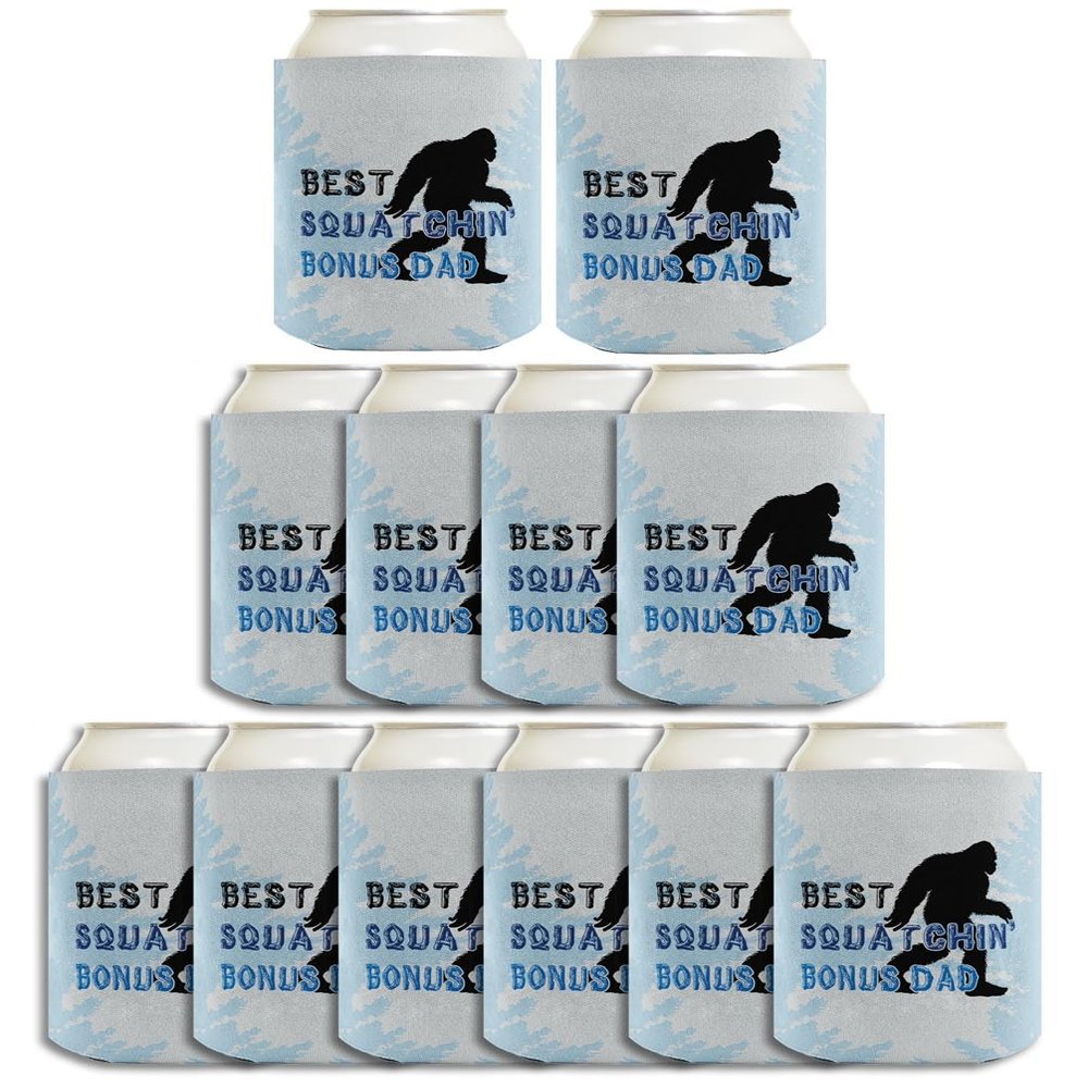 Adopted Dad Gift Best Squatchin' Bon-s Dad 12-Pack Can Coolers Coolies