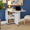 Best Choice Products Folding Dining Table, Multipurpose Space Saving Collapsible Drop Leaf Extension Desk w/Wheels, 3 Storage Shelves - White view 2