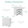 Best Choice Products Folding Dining Table, Multipurpose Space Saving Collapsible Drop Leaf Extension Desk w/Wheels, 3 Storage Shelves - White view 3