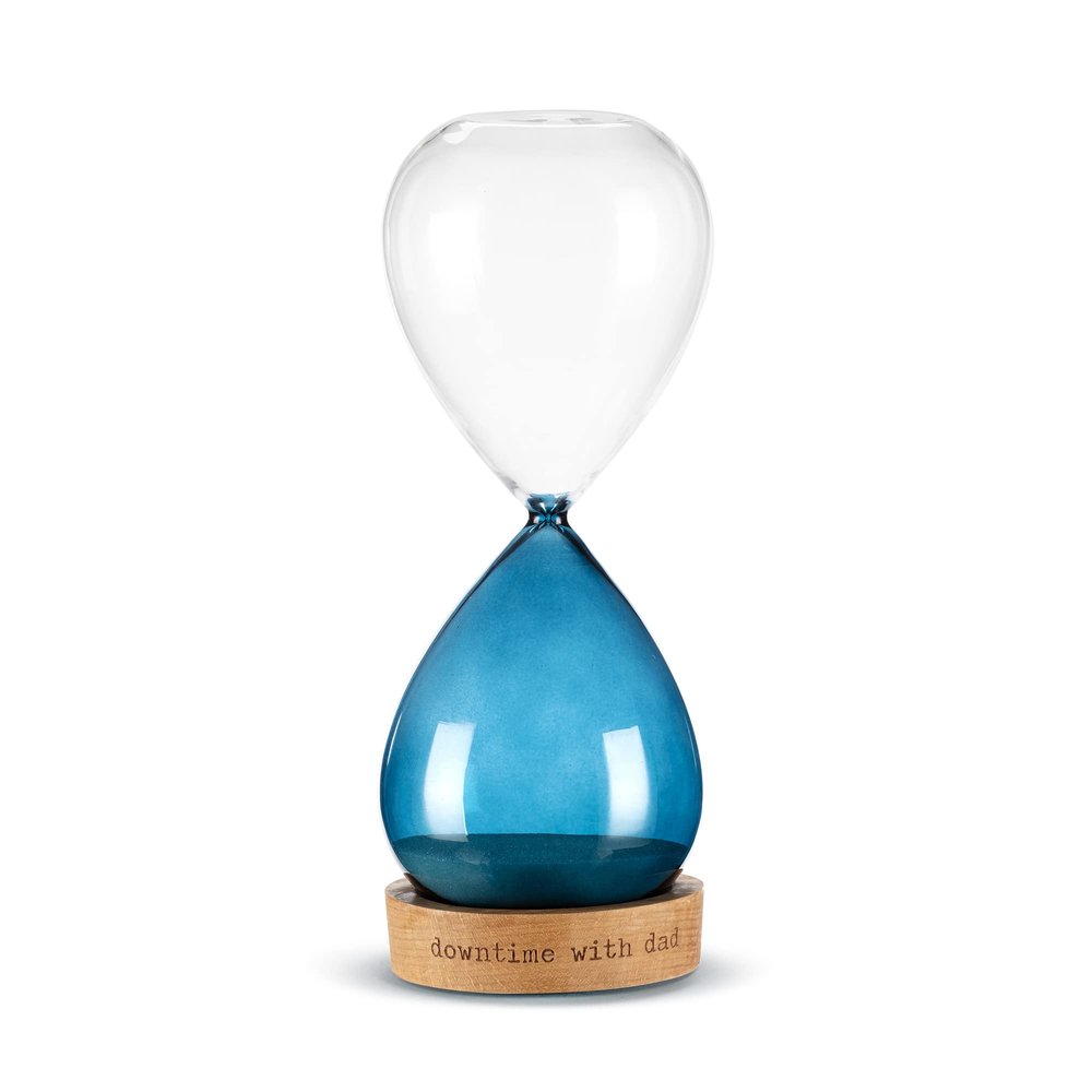 DEMDACO Downtime with Dad Blue 8.5 x 3 Beech Wood Glass and Sand 30 Minute Timer Desk Accessory