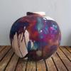 RAAQUU Large Globe XL in Half Copper Matte Art Vase (Pre-Order) - 13 inch Raku Handmade Pottery Art Centerpiece Home Decor with Serial Number view 1