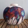 RAAQUU Large Globe XL in Half Copper Matte Art Vase (Pre-Order) - 13 inch Raku Handmade Pottery Art Centerpiece Home Decor with Serial Number view 2