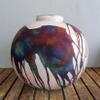 RAAQUU Large Globe XL in Half Copper Matte Art Vase (Pre-Order) - 13 inch Raku Handmade Pottery Art Centerpiece Home Decor with Serial Number view 3